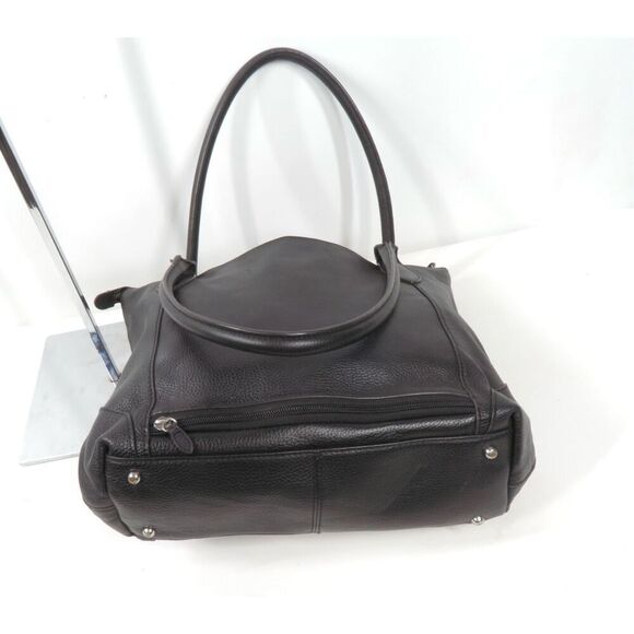 Lodis Siera Black Leather Travel Tote Large Pebbled Leather Shoulder Bag - Picture 8 of 8